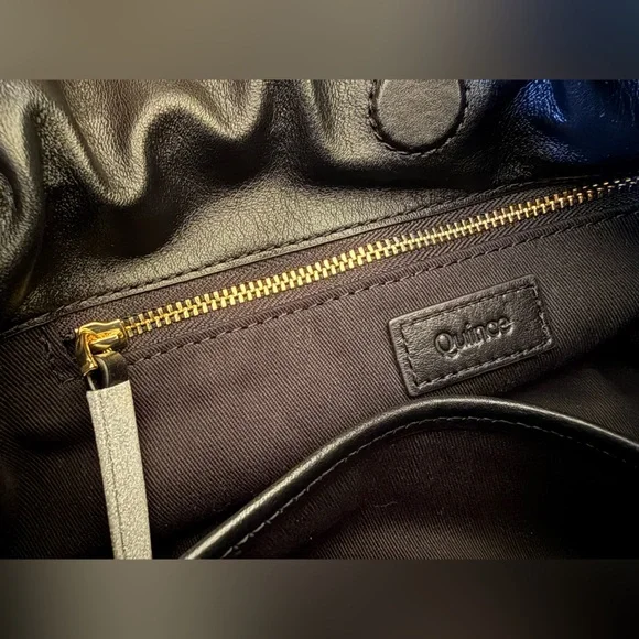 NWT QUINCE Italian Leather Drawstring Pouch Crossbody - black - Picture 5 of 10